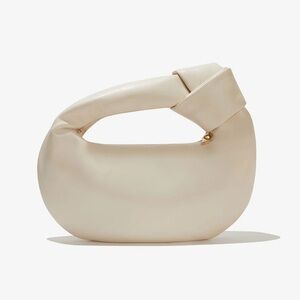 Melie Bianco Alexandra Vegan Leather Top Knot Puffy Satchel Ivory